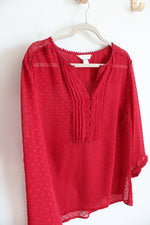 Christopher & Banks Swiss Dot Sheer Red Top | XL
