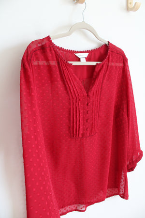 Christopher & Banks Swiss Dot Sheer Red Top | XL