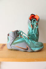 Nike Lebron 12 NSRL Turquoise & Gray Basketball Shoes | Size 5Y