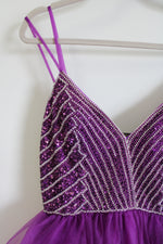 NEW Lucci Lu Purple Tulle Beaded Strappy 4250 Dress | 10