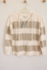 NEW LOFT Cream & Gold Striped Sweater | XXS Petite