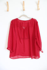 Christopher & Banks Swiss Dot Sheer Red Top | XL