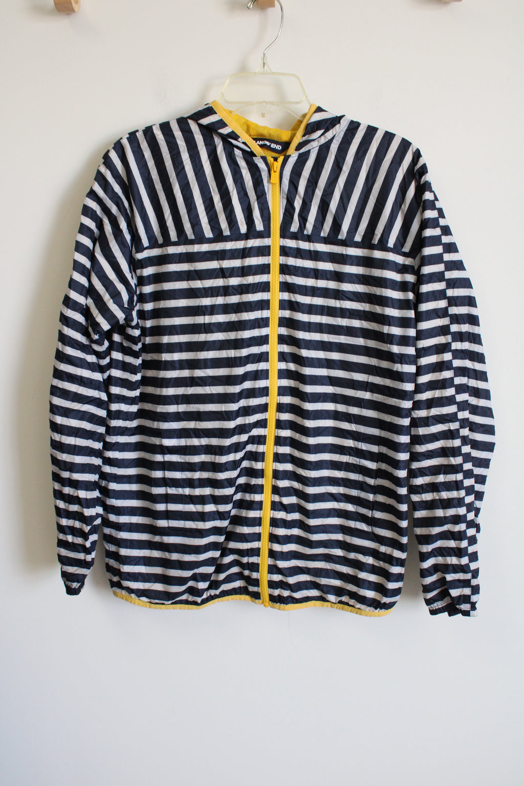 Lands' End Navy Blue Striped Windbreaker Jacket | Youth XL (18/20)