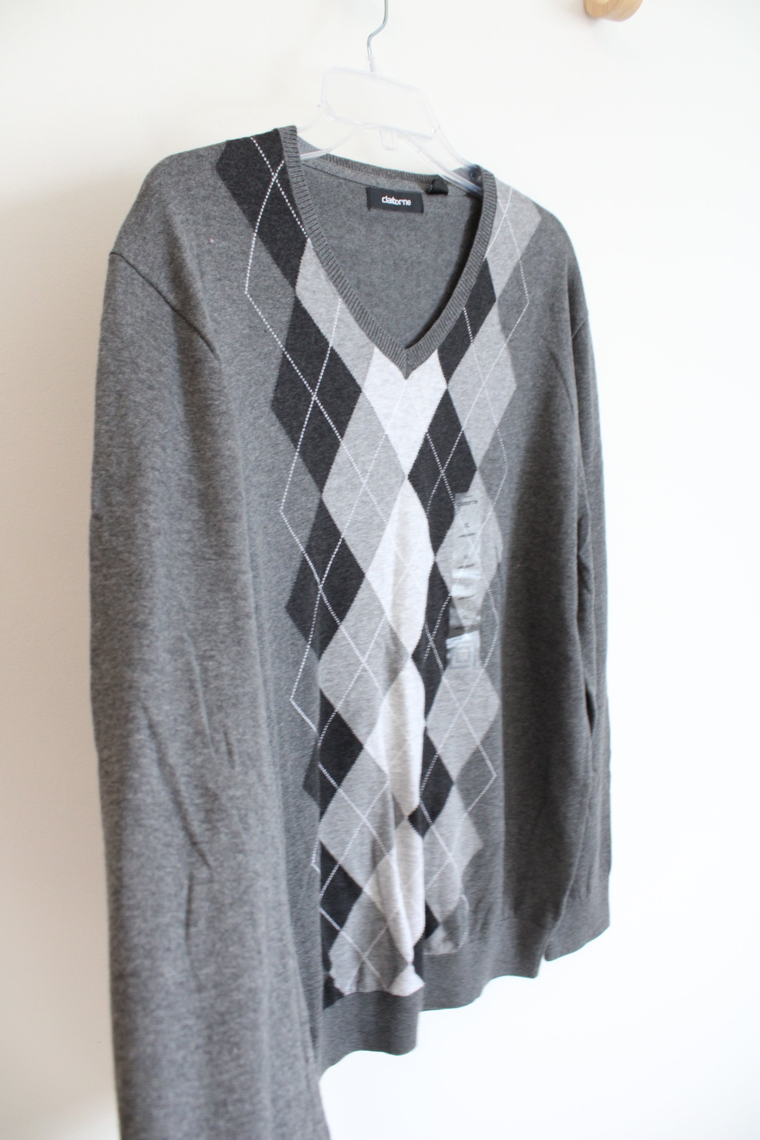 NEW Claiborne Gray & Black Argyle Sweater | XL