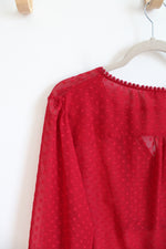 Christopher & Banks Swiss Dot Sheer Red Top | XL