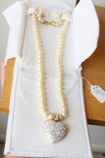 Swarovski Crystal Heart Pearl Necklace
