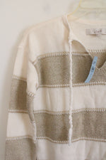 NEW LOFT Cream & Gold Striped Sweater | XXS Petite