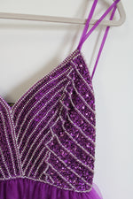 NEW Lucci Lu Purple Tulle Beaded Strappy 4250 Dress | 10