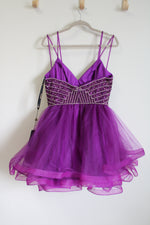 NEW Lucci Lu Purple Tulle Beaded Strappy 4250 Dress | 10