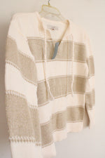NEW LOFT Cream & Gold Striped Sweater | XXS Petite