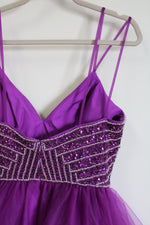 NEW Lucci Lu Purple Tulle Beaded Strappy 4250 Dress | 10
