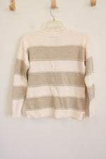 NEW LOFT Cream & Gold Striped Sweater | XXS Petite