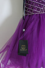 NEW Lucci Lu Purple Tulle Beaded Strappy 4250 Dress | 10