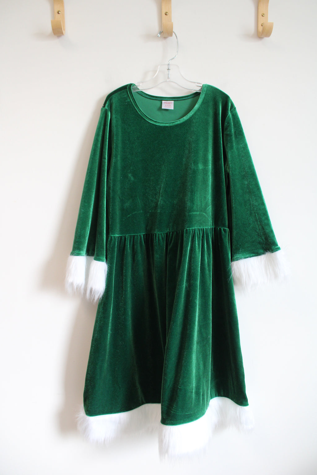 Holiday Time Green White Fur Trimmed Dress | Youth XL (14/16)