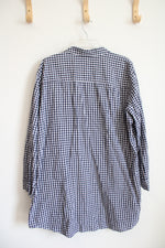 Sonoma Intimates Navy & White Gingham Button Down Top | XXL