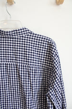 Sonoma Intimates Navy & White Gingham Button Down Top | XXL