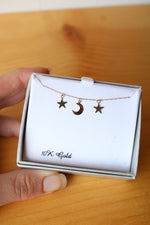 NEW 10k Gold Moon & Stars Necklace | 18"