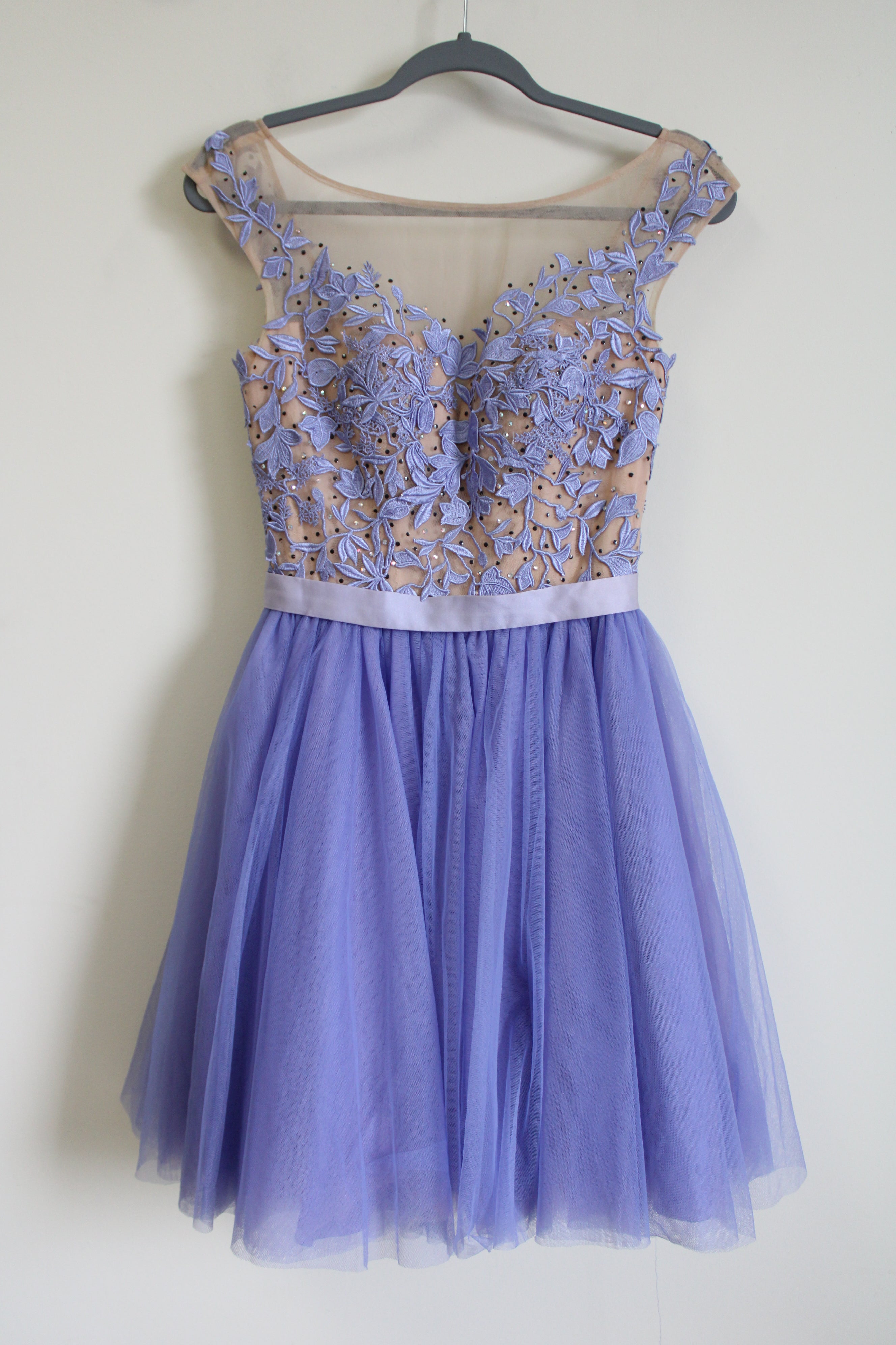 Sherri Hill Purple Tulle Lace Short Dress