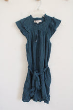 NEW LOFT Teal Swiss Dotted Romper | XXS Petite