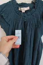 NEW LOFT Teal Swiss Dotted Romper | XXS Petite