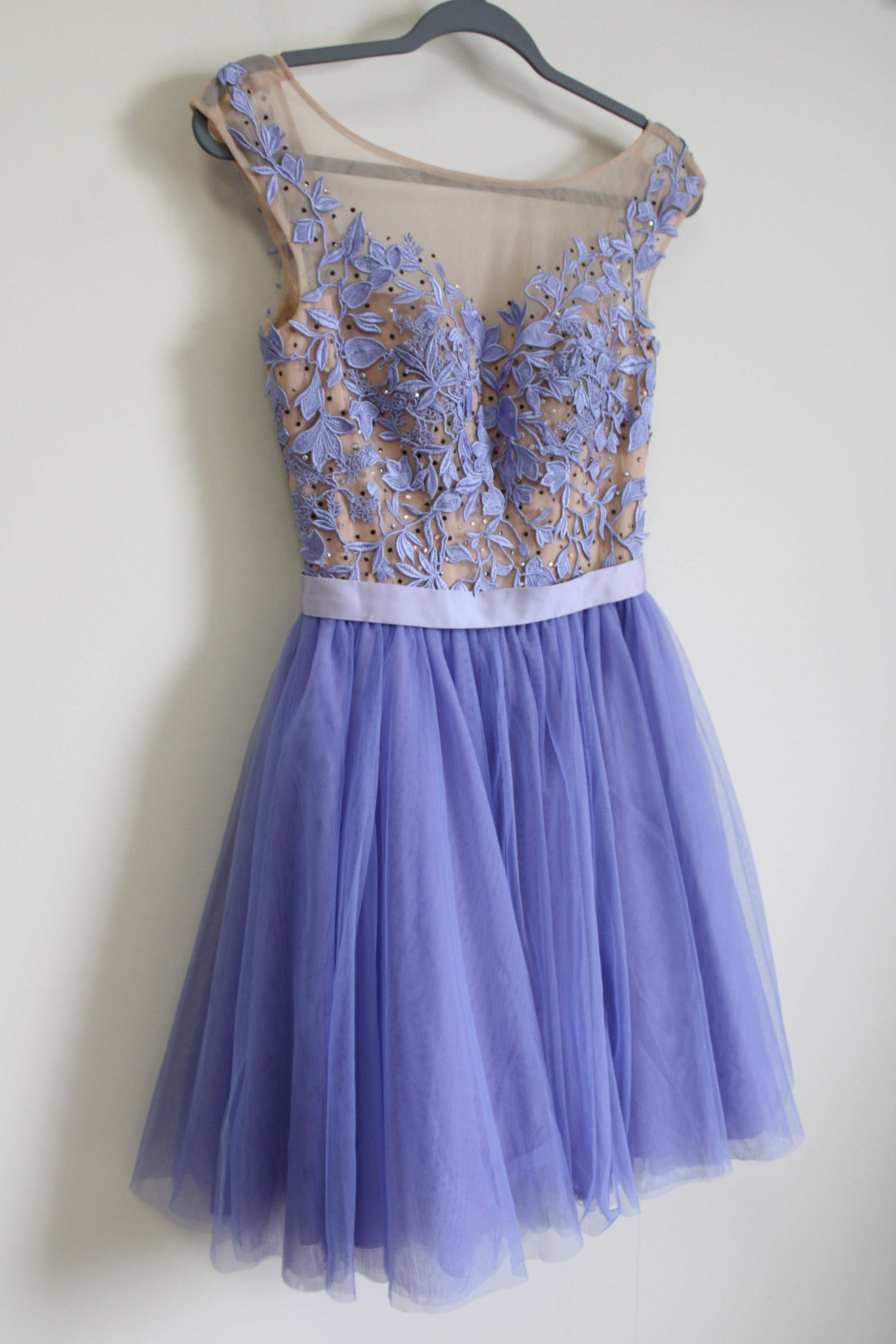 Sherri Hill Purple Tulle Lace Short Dress | 2