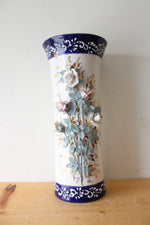 Golden Porcelain 3D Floral Hand Painted Vase | 14.75"