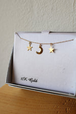 NEW 10k Gold Moon & Stars Necklace | 18"