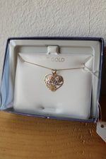 NEW 10KT Rose Gold Floral Heart Necklace