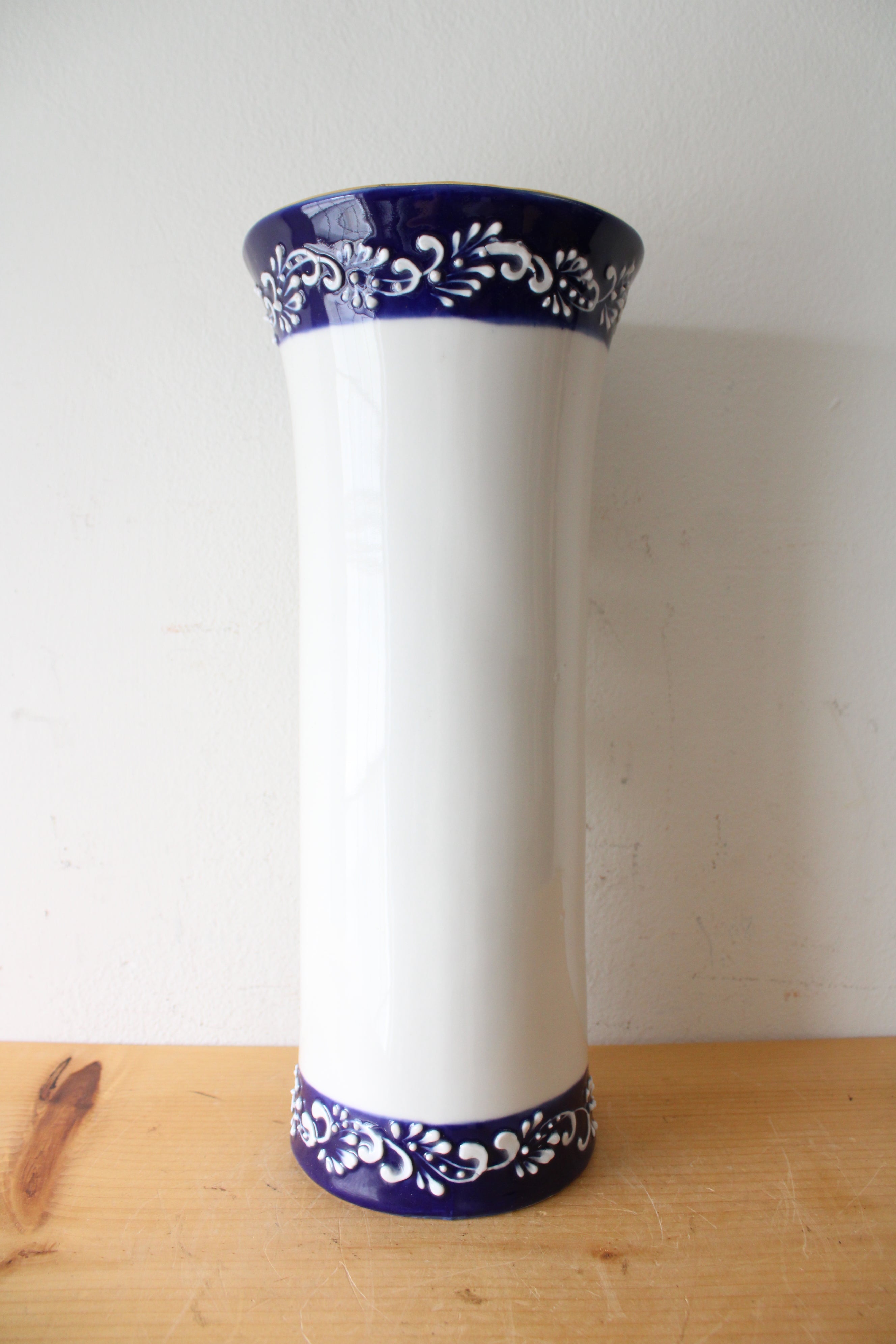 Golden Porcelain 3D Floral Hand Painted Vase | 14.75"