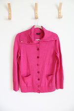 Talbots Pink Collared Button Down Wool Sweater | M Petite