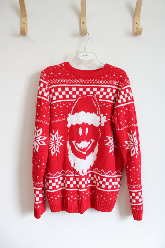 Holiday Time Red & White Santa Christmas Sweater | Youth XL (14/16)