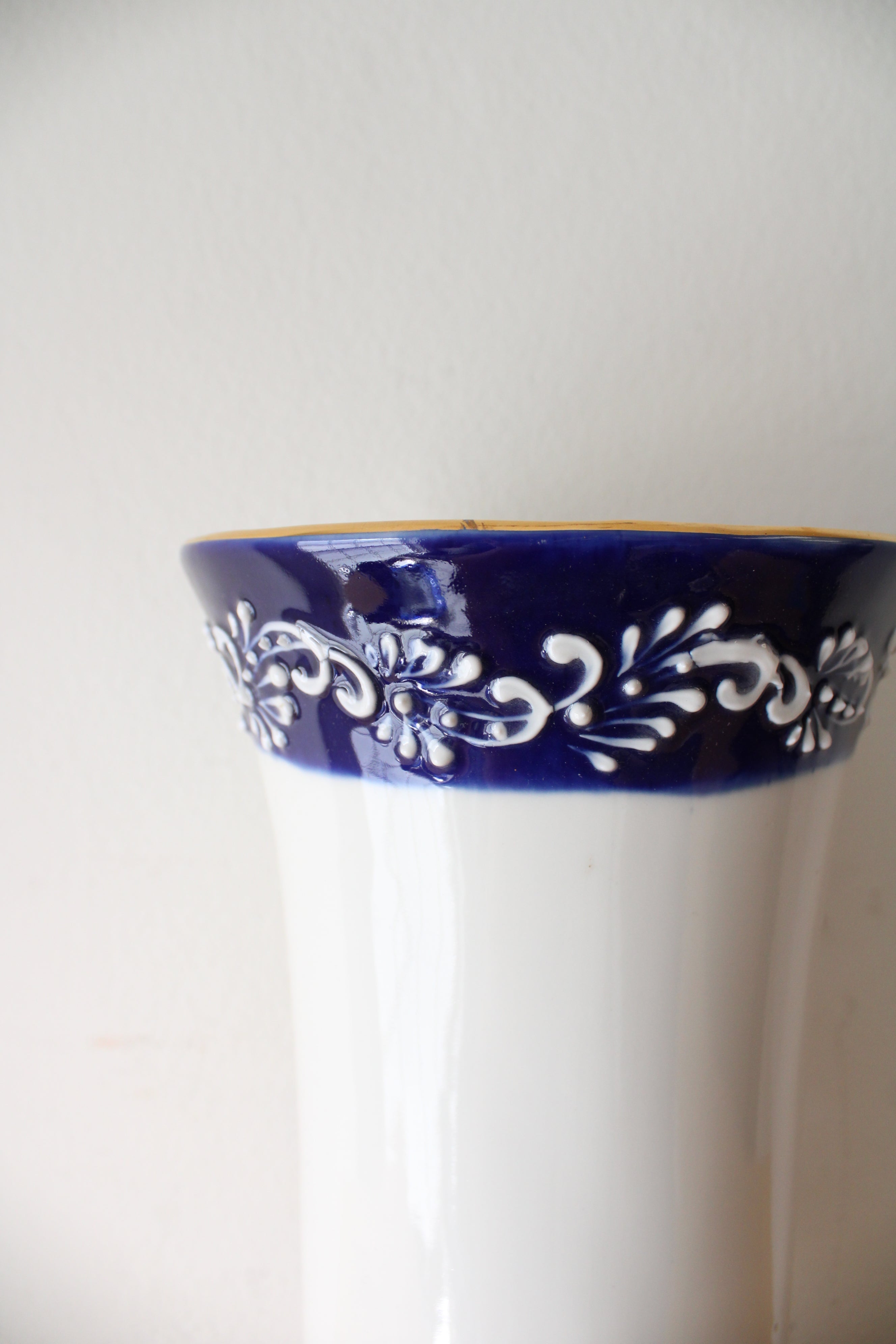 Golden Porcelain 3D Floral Hand Painted Vase | 14.75"