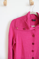Talbots Pink Collared Button Down Wool Sweater | M Petite