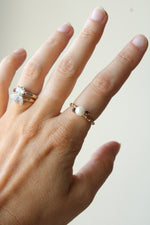 Genuine Pearl Ruby Sterling Silver Gold Finish Ring | Size 7