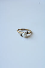 Genuine Pearl Ruby Sterling Silver Gold Finish Ring | Size 7