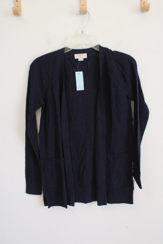 NEW Ann Taylor Lightweight Navy Blue Open Cardigan | XXS Petite