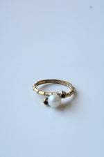 Genuine Pearl Ruby Sterling Silver Gold Finish Ring | Size 7