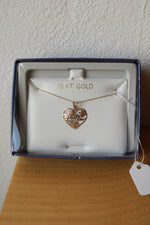 NEW 10KT Rose Gold Floral Heart Necklace
