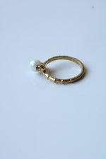 Genuine Pearl Ruby Sterling Silver Gold Finish Ring | Size 7