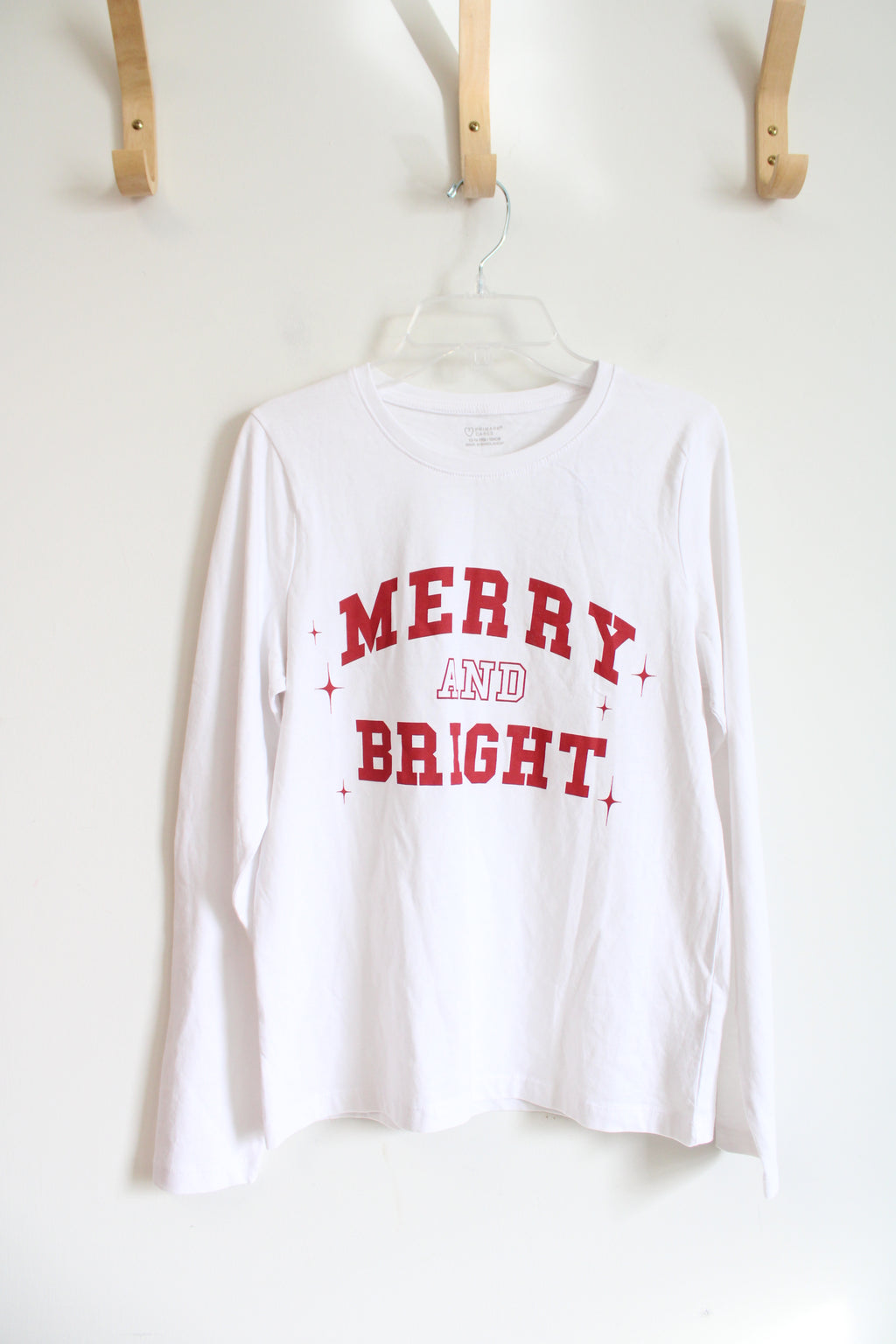 Primark Cares White & Red Merry And Bright Long Sleeved Shirt | Youth 13/14