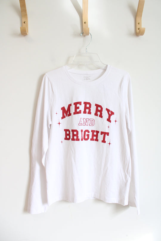 Primark Cares White & Red Merry And Bright Long Sleeved Shirt | Youth 13/14
