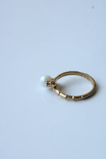 Genuine Pearl Ruby Sterling Silver Gold Finish Ring | Size 7