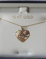 NEW 10KT Rose Gold Floral Heart Necklace