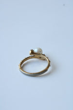 Genuine Pearl Ruby Sterling Silver Gold Finish Ring | Size 7