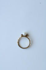 Genuine Pearl Ruby Sterling Silver Gold Finish Ring | Size 7