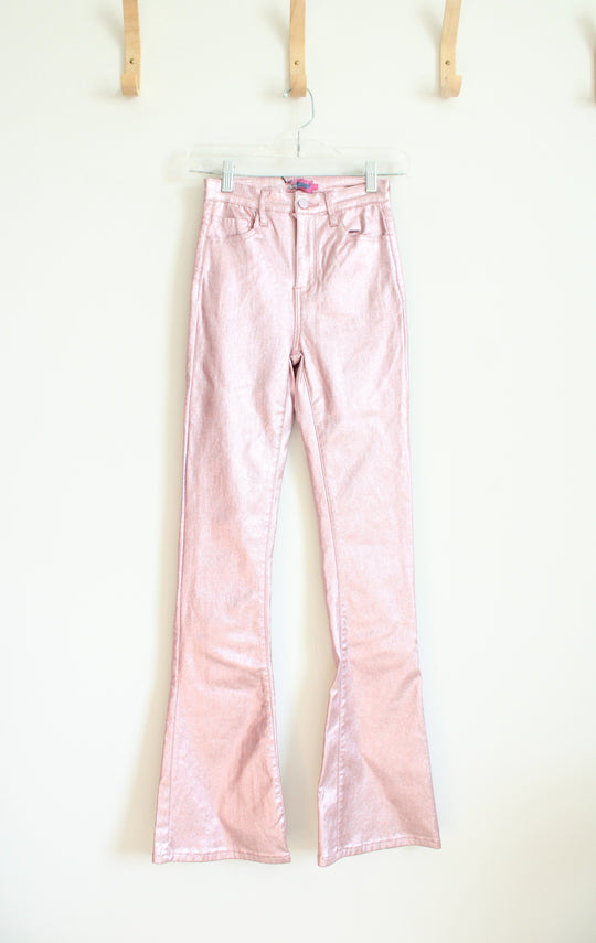 NEW Edikted Pink Shimmer Flare Leg Pants | S