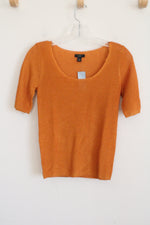 NEW Ann Taylor Orange Knit Scoopneck Top | XXS Petite
