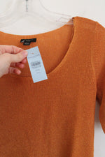 NEW Ann Taylor Orange Knit Scoopneck Top | XXS Petite
