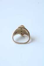 10K Yellow Gold Diamond Flower Signet Ring | Size 6