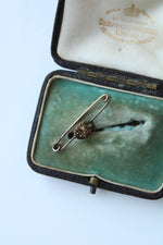 Antique Goldsmiths & Silversmiths Ruby 9K Pinchback Bar Pin